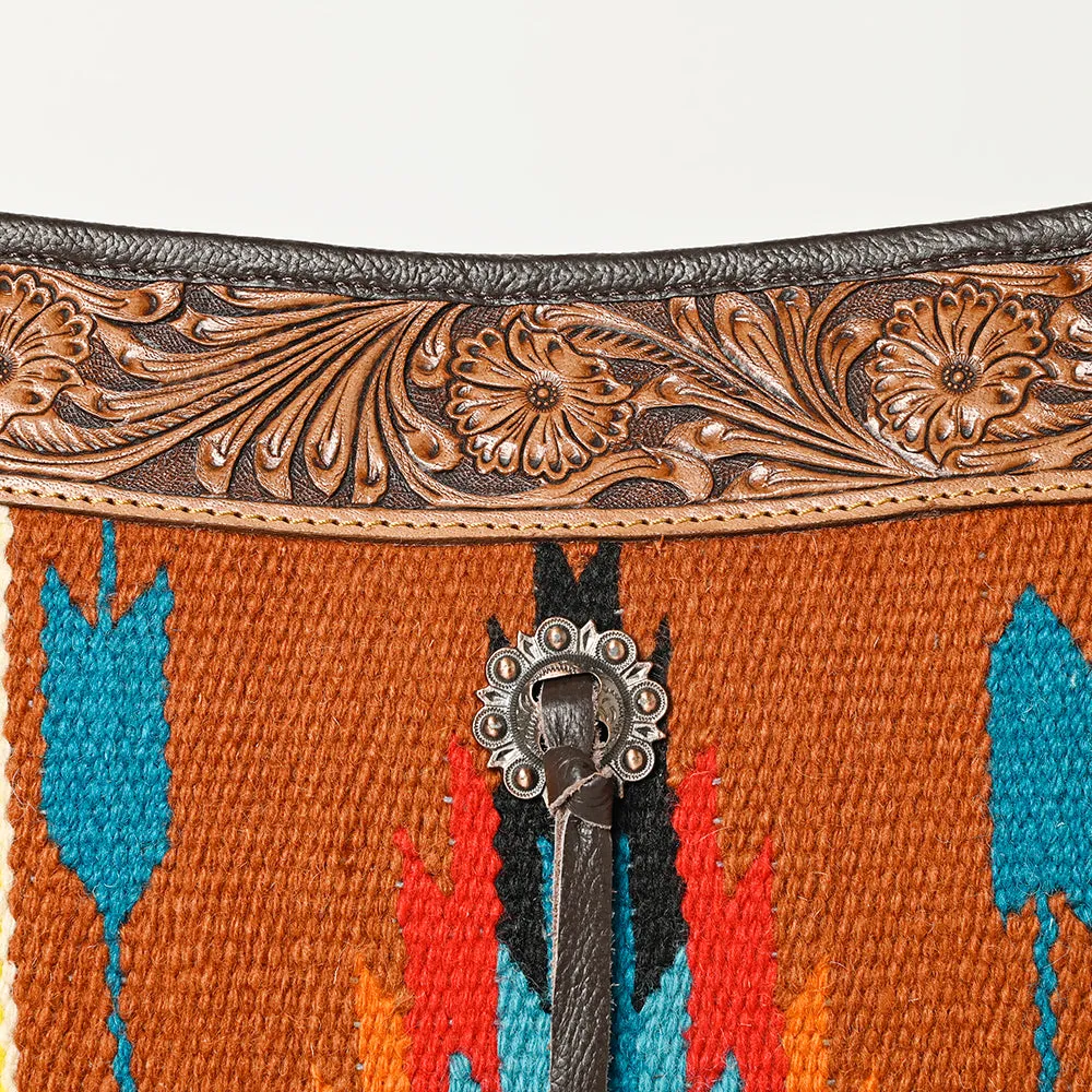 OHLAY OHA115 HOBO Hand Tooled Upcycled Wool  Genuine Leather women bag western handbag purse