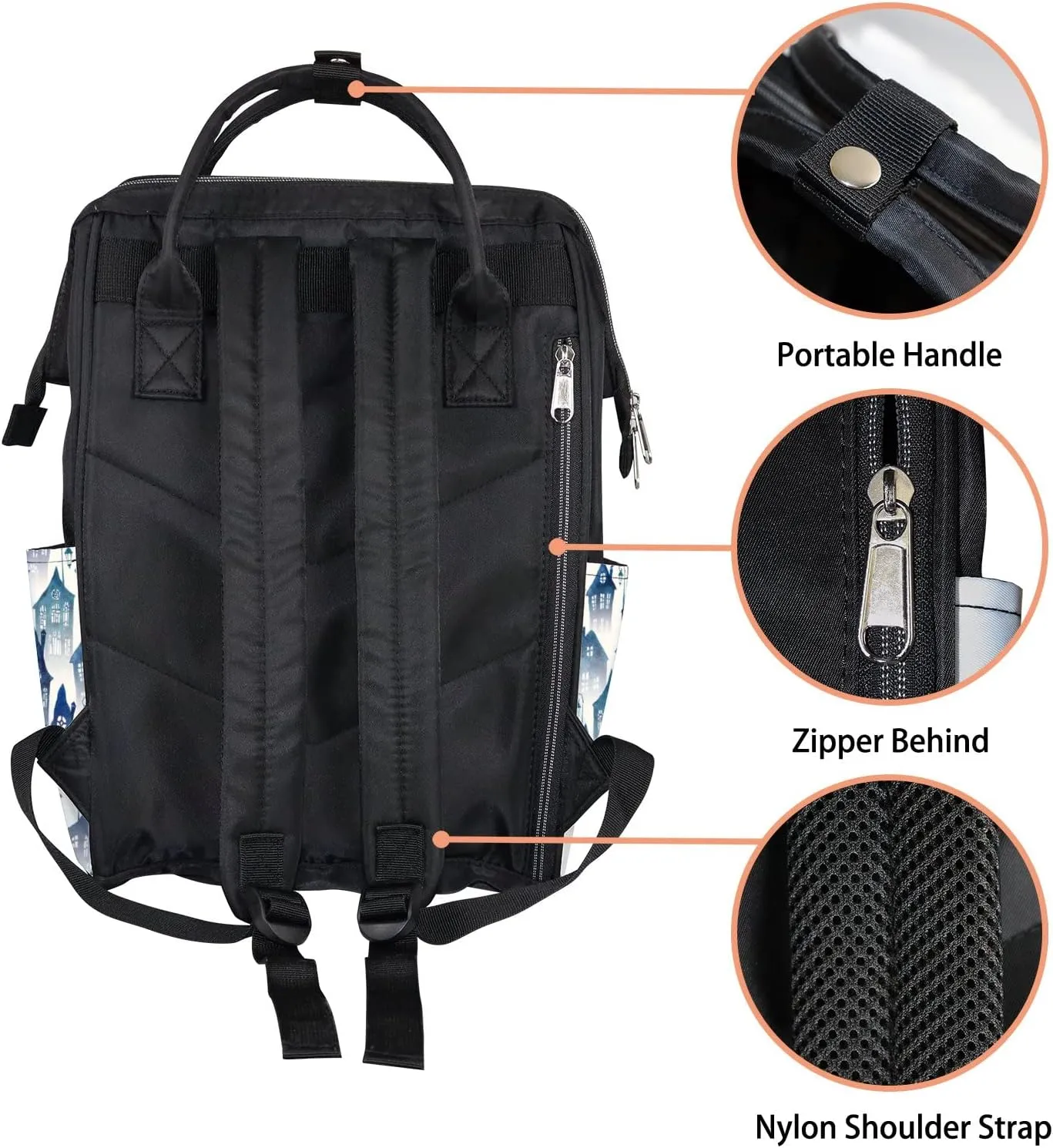 Old City Fog Crooked Diaper Bag Backpack Waterproof Backpack Baby Nappy Changing Bag for Travel Large Capacity Durable and Stylish for Woman