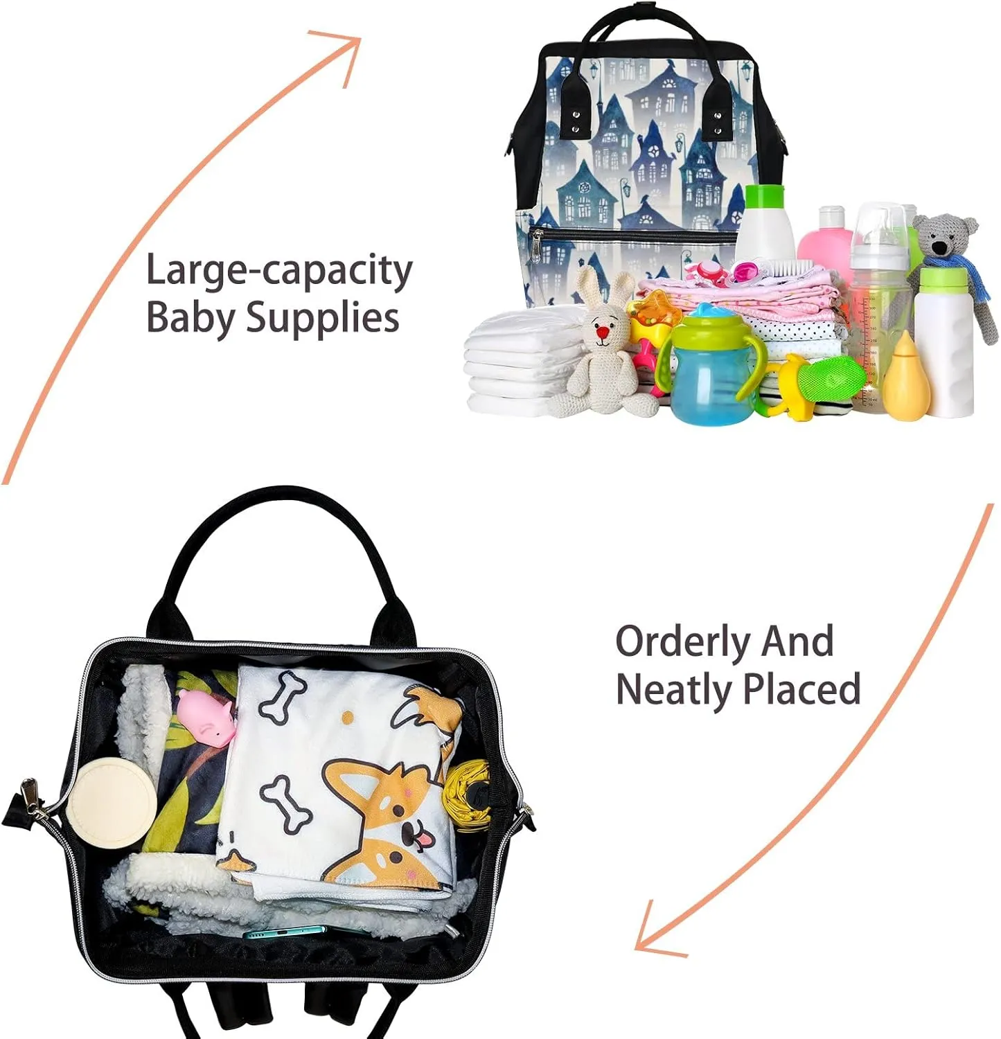 Old City Fog Crooked Diaper Bag Backpack Waterproof Backpack Baby Nappy Changing Bag for Travel Large Capacity Durable and Stylish for Woman