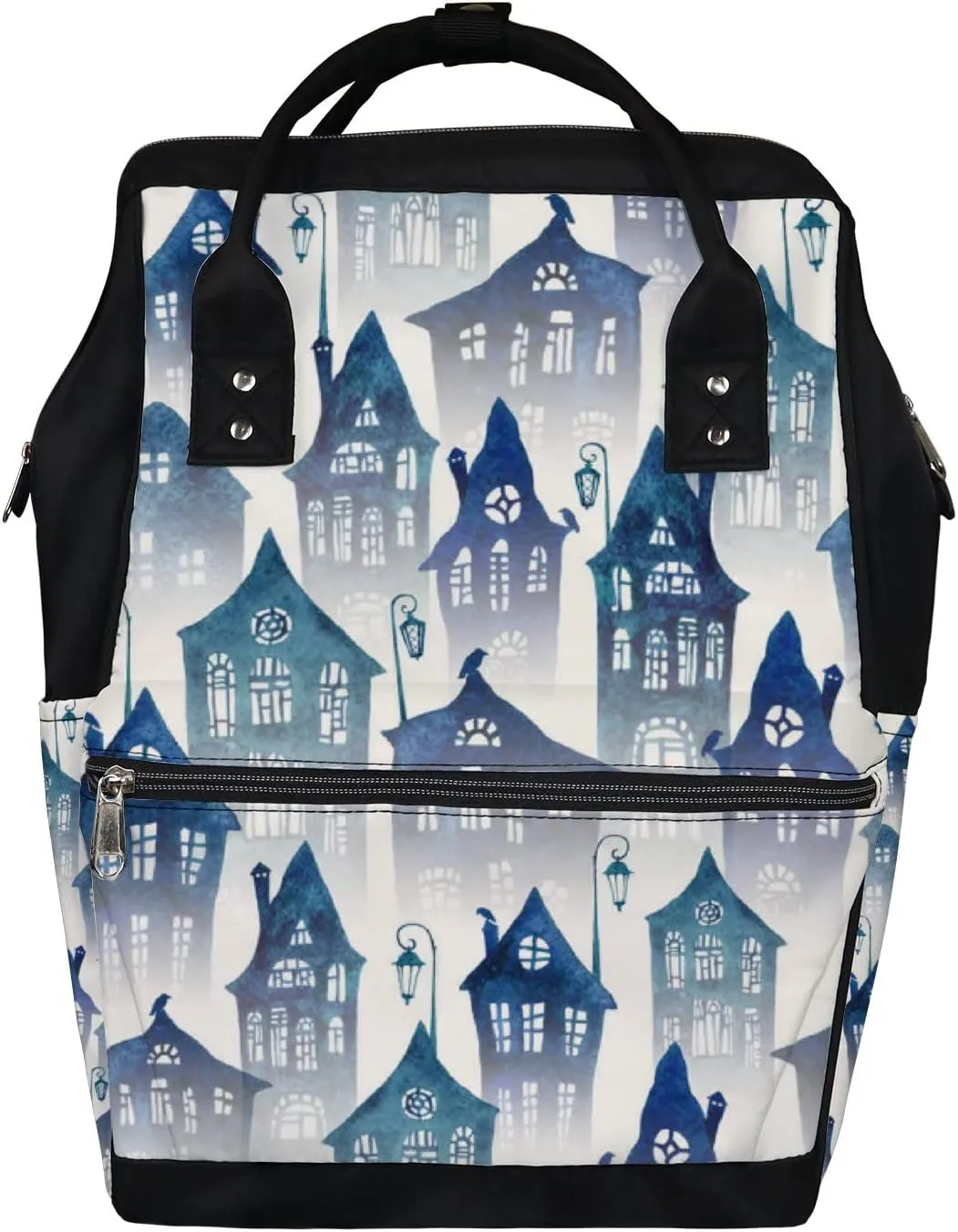 Old City Fog Crooked Diaper Bag Backpack Waterproof Backpack Baby Nappy Changing Bag for Travel Large Capacity Durable and Stylish for Woman