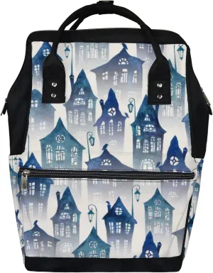 Old City Fog Crooked Diaper Bag Backpack Waterproof Backpack Baby Nappy Changing Bag for Travel Large Capacity Durable and Stylish for Woman