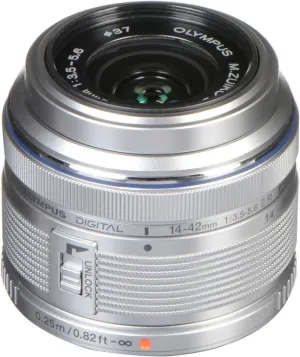 OM SYSTEM OLYMPUS M.Zuiko Digital 14-42mm F3.5-5.6 IIR Silver For Micro Four Thirds System Camera, Compact 3x zoom Lens