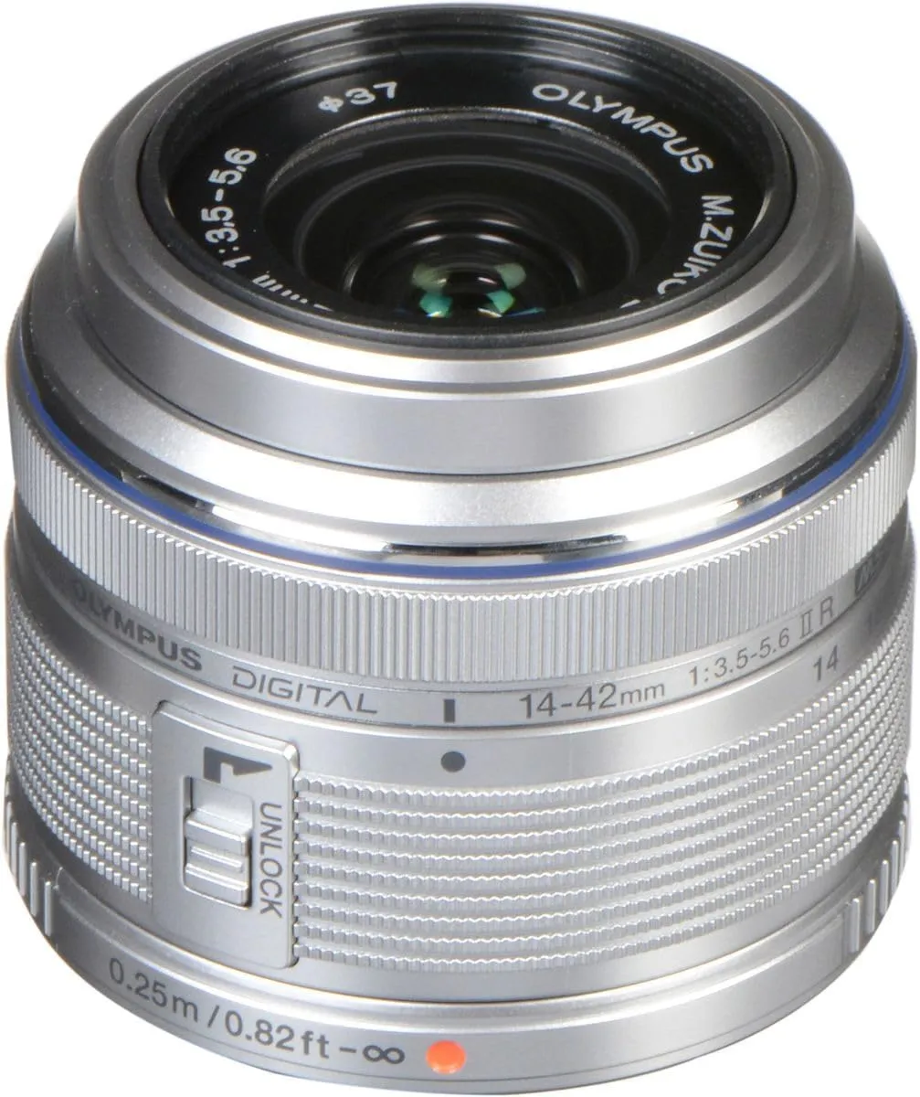 OM SYSTEM OLYMPUS M.Zuiko Digital 14-42mm F3.5-5.6 IIR Silver For Micro Four Thirds System Camera, Compact 3x zoom Lens