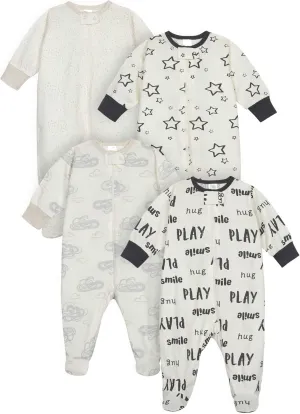 Onesies Brand Unisex Baby 4-Pack Sleep 'N Play Footies Multi Pack