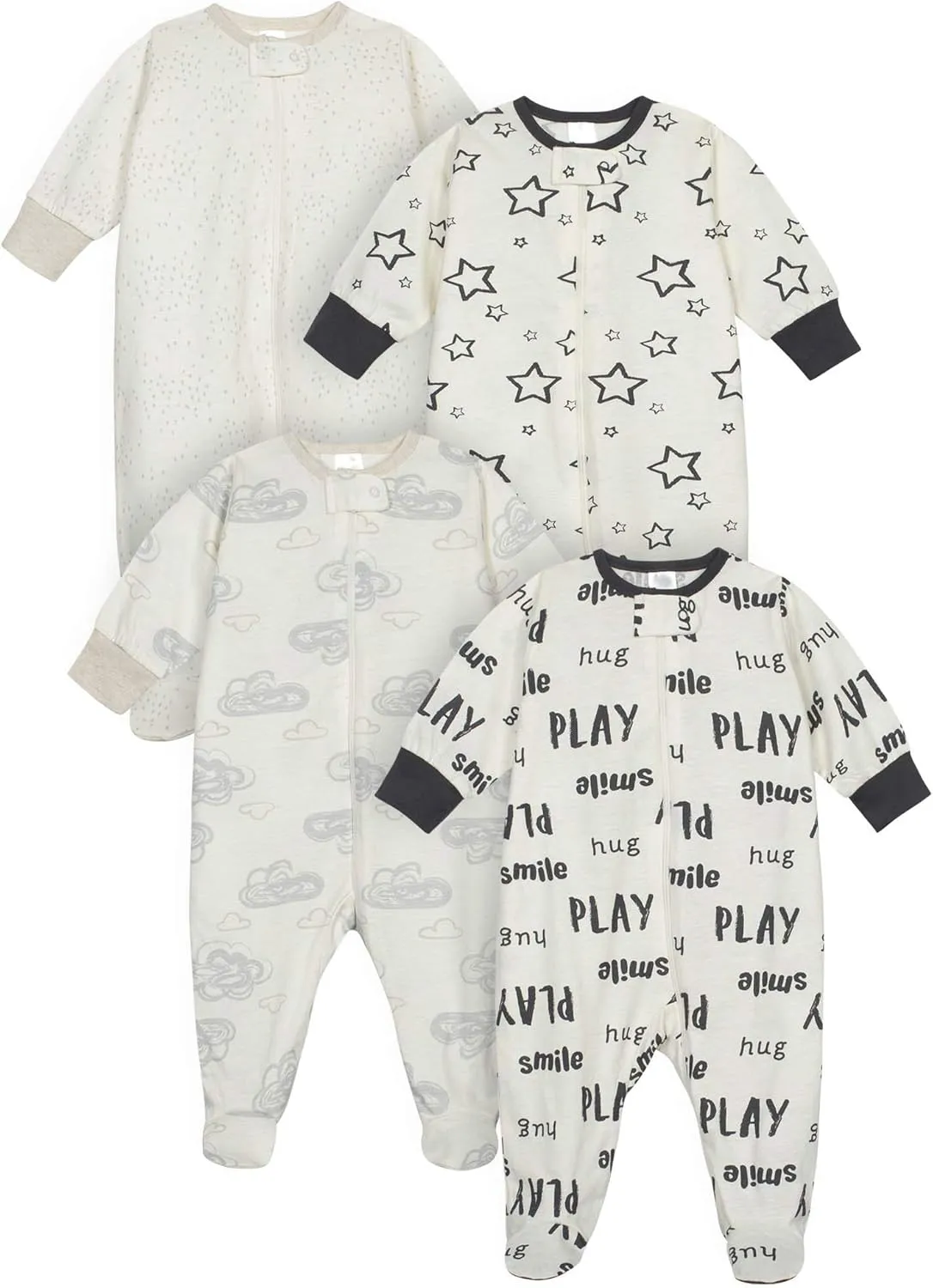 Onesies Brand Unisex Baby 4-Pack Sleep 'N Play Footies Multi Pack
