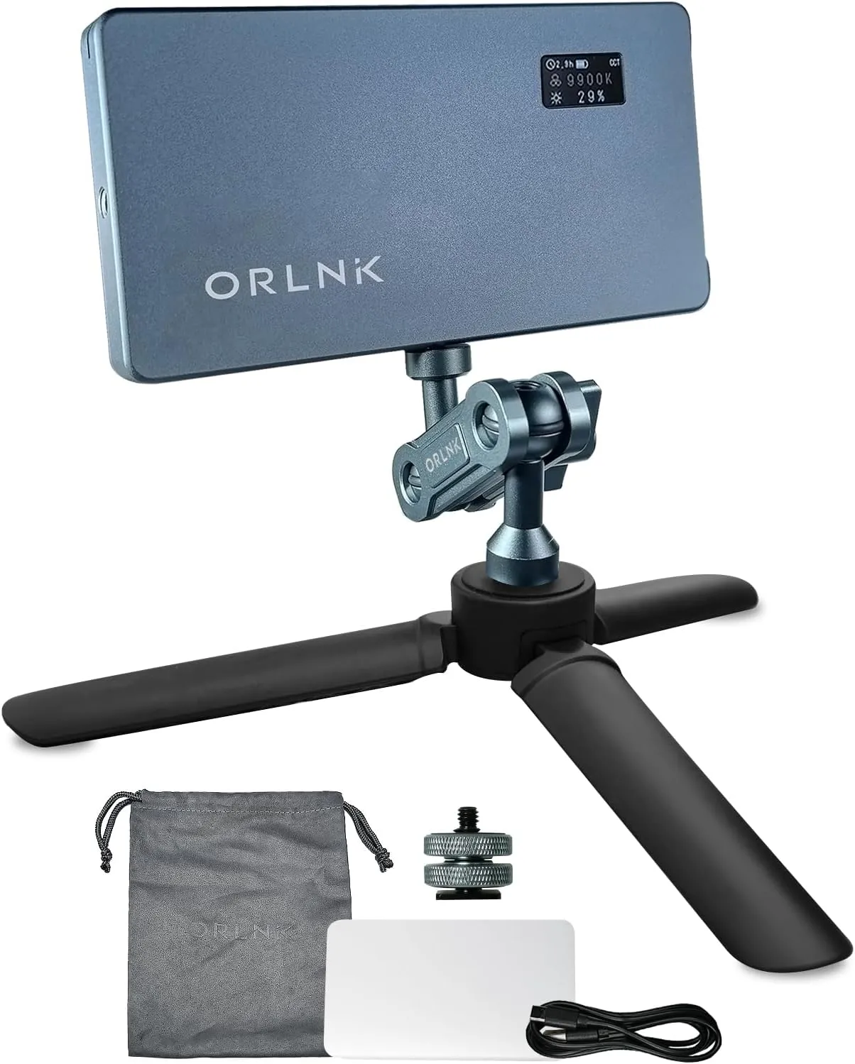 ORLN'K RGB Video Light 6.5" Portable Camera Light 4000mAh Rechargeable CRI95  2500-9900K, Max 10W, Integrated Aluminum Body, Photography and Video Lighting (Tripod Combo)