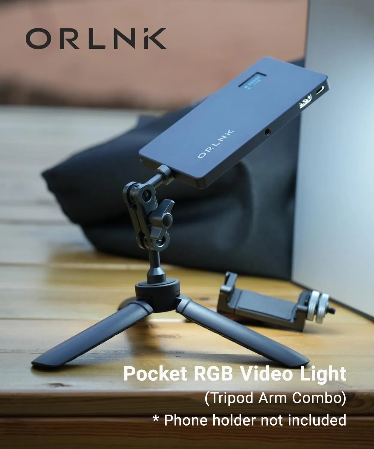 ORLN'K RGB Video Light 6.5" Portable Camera Light 4000mAh Rechargeable CRI95  2500-9900K, Max 10W, Integrated Aluminum Body, Photography and Video Lighting (Tripod Combo)