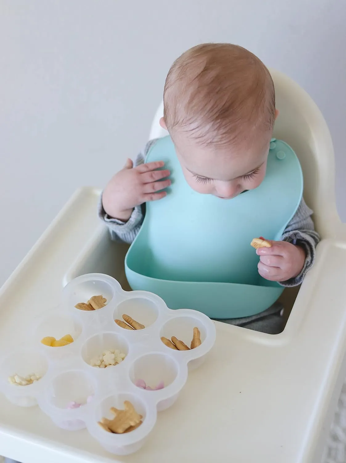 otterlove Silicone Baby Bibs with No Fillers, Wide Food Catching Pocket, Mint and Smoke, Pack of 2