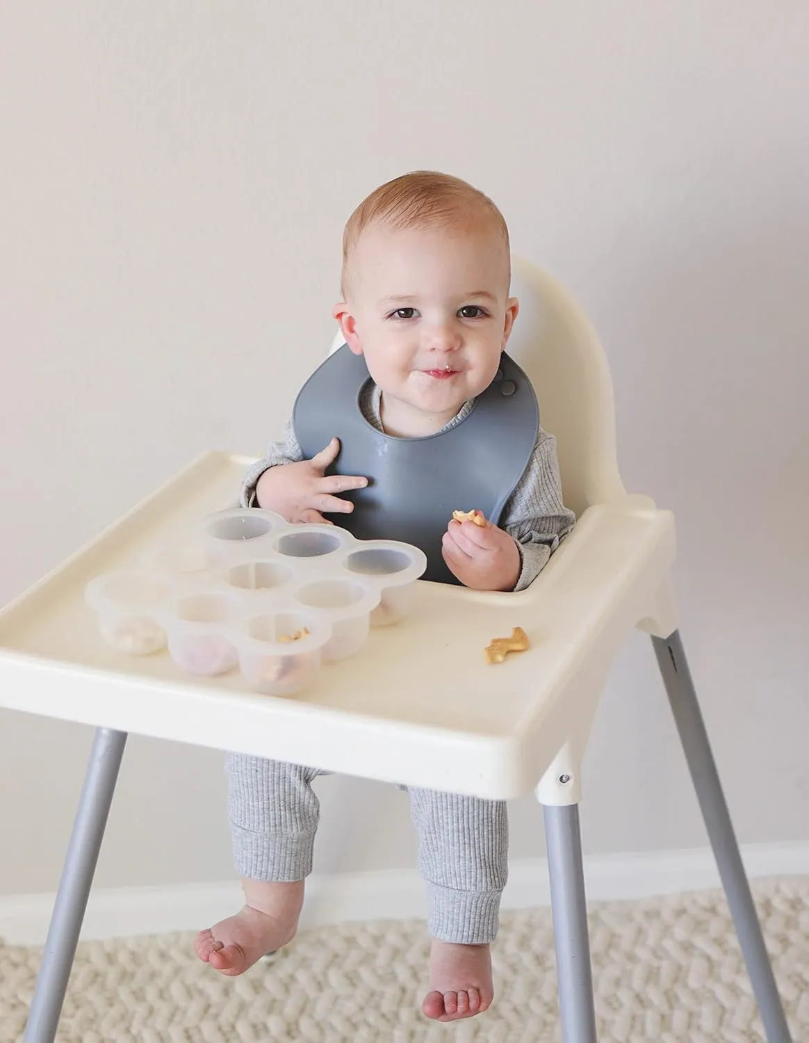 otterlove Silicone Baby Bibs with No Fillers, Wide Food Catching Pocket, Mint and Smoke, Pack of 2