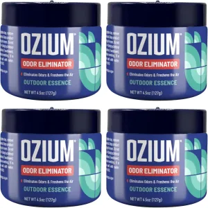 Ozium 4.5 Oz. Odor Eliminating Gel for Homes, Cars, Offices and More, Outdoor Essence, 4 Pack
