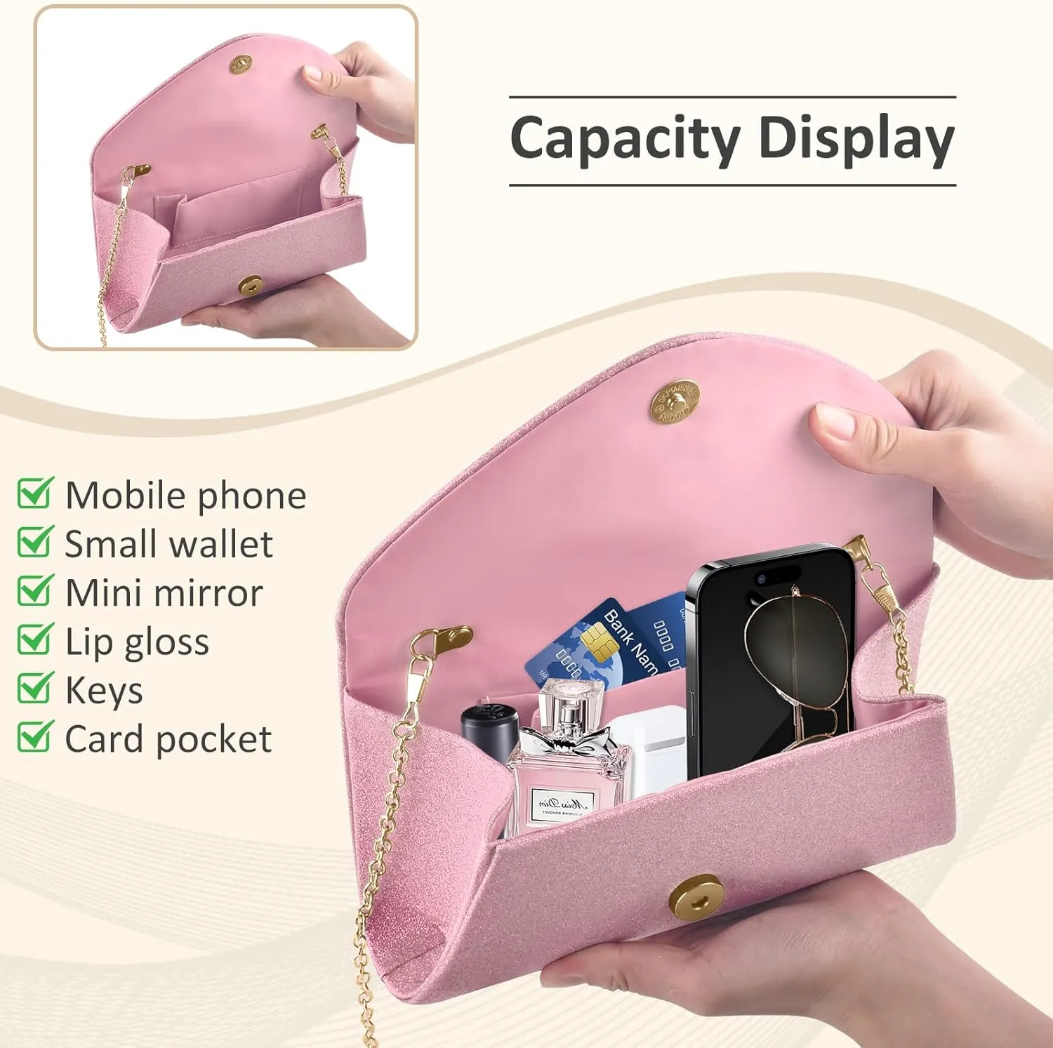 PACETAP Clutch Purses for Women, Handbags with Chain for Women Formal, Evening Bag for Wedding Party Cocktail Prom Dinner