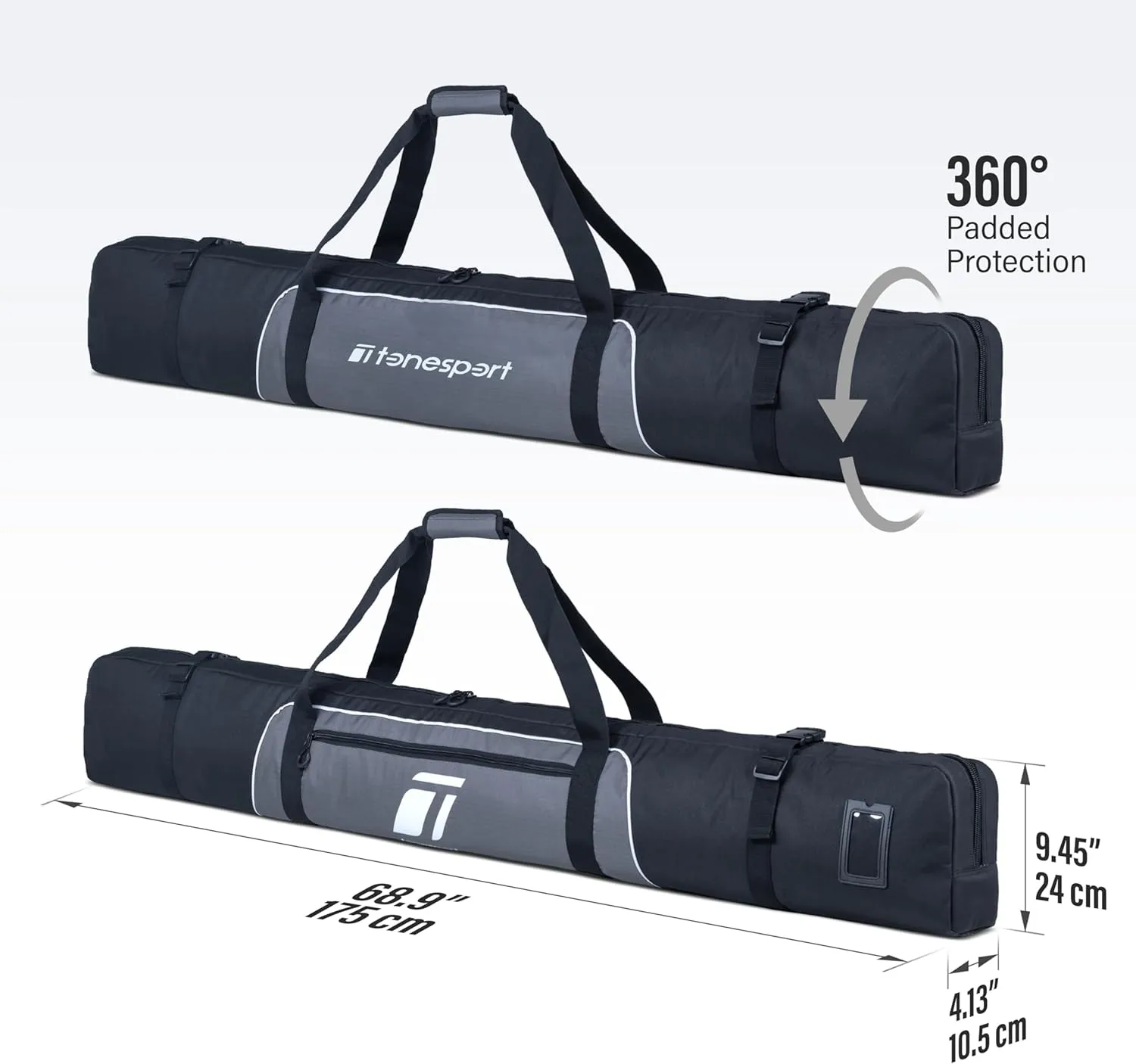 Padded Ski Bag For Air Travel - Waterproof, Up to 175 CM Skis