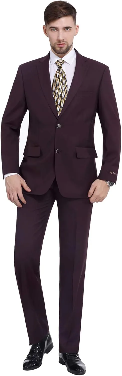 P&L Men's Suit 2 Piece Classic Fit Suits for Men Premium Business Suit Jacket & Pleated Pants Set for Wedding Prom