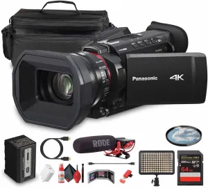 Panasonic HC-X1200 UHD 4K HDMI Lightweight Compact Camcorder with 24x Zoom (HC-X1200)   Mic   Case   LED Light   64GB Memory Card   USB-C Cable   Cleaning Kit   USB-C Adapter   HDMI Cable   More