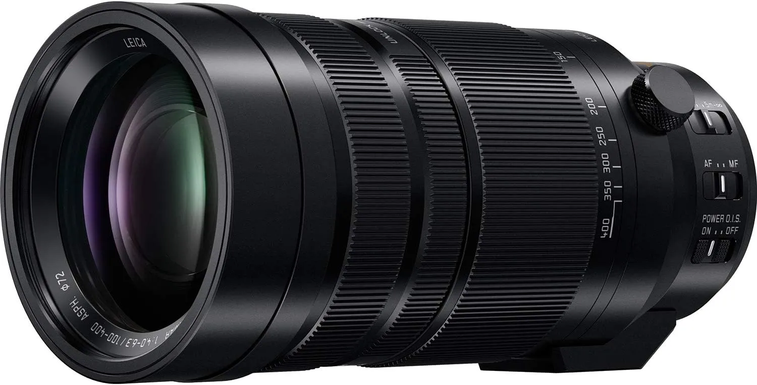 PANASONIC LUMIX G LEICA DG VARIO-ELMAR PROFESSIONAL LENS, 100-400MM, F4.0-6.3 ASPH., MIRRORLESS MICRO FOUR THIRDS, POWER OPTICAL I.S., H-RS100400 (USA BLACK)