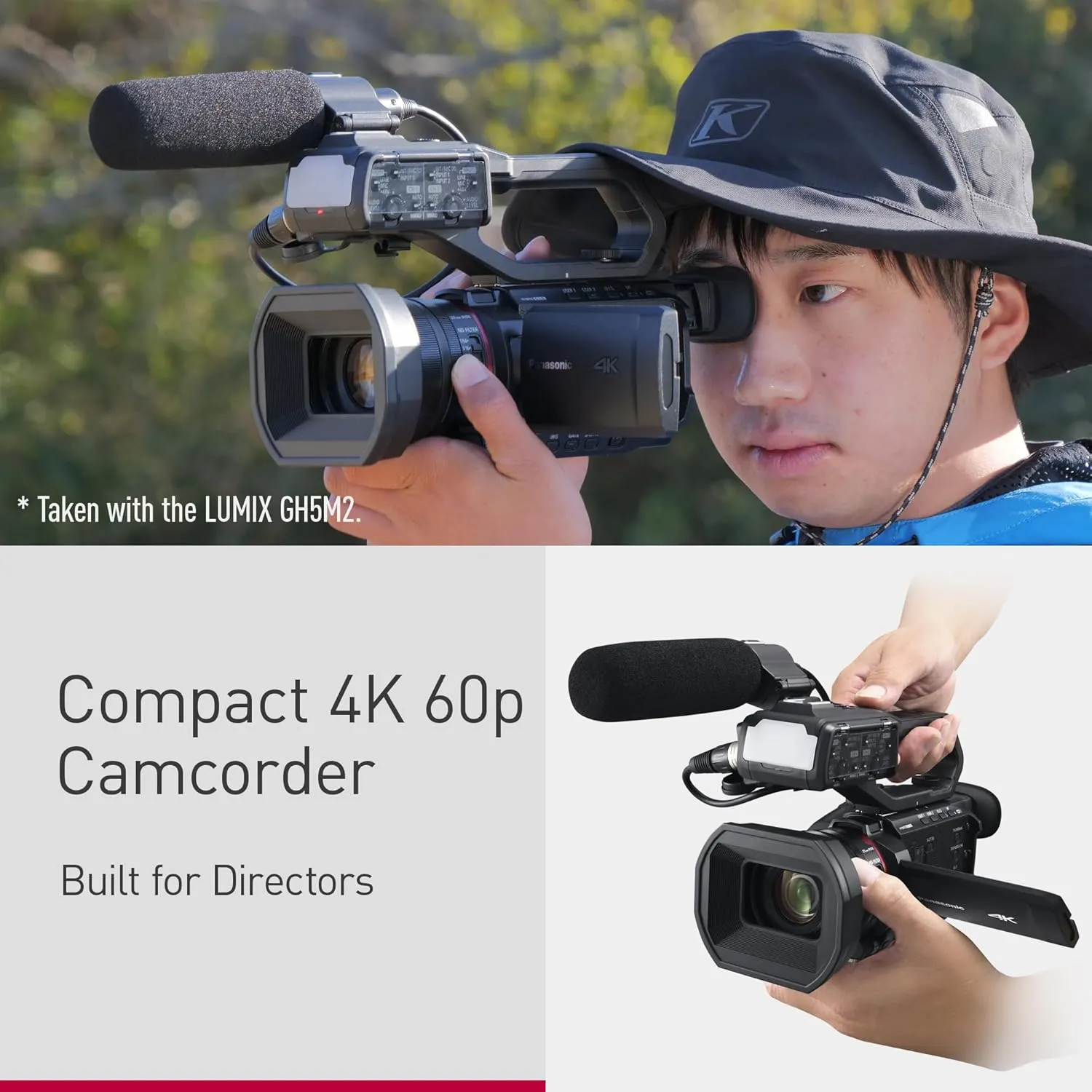 Panasonic X2100 4K Camcorder for Directors, Wide Angle Telephoto Lens with 24X Zoom, Hybrid O.I.S.,Lightweight Heat Dispersing Design, Detachable Handle - HC-X2100