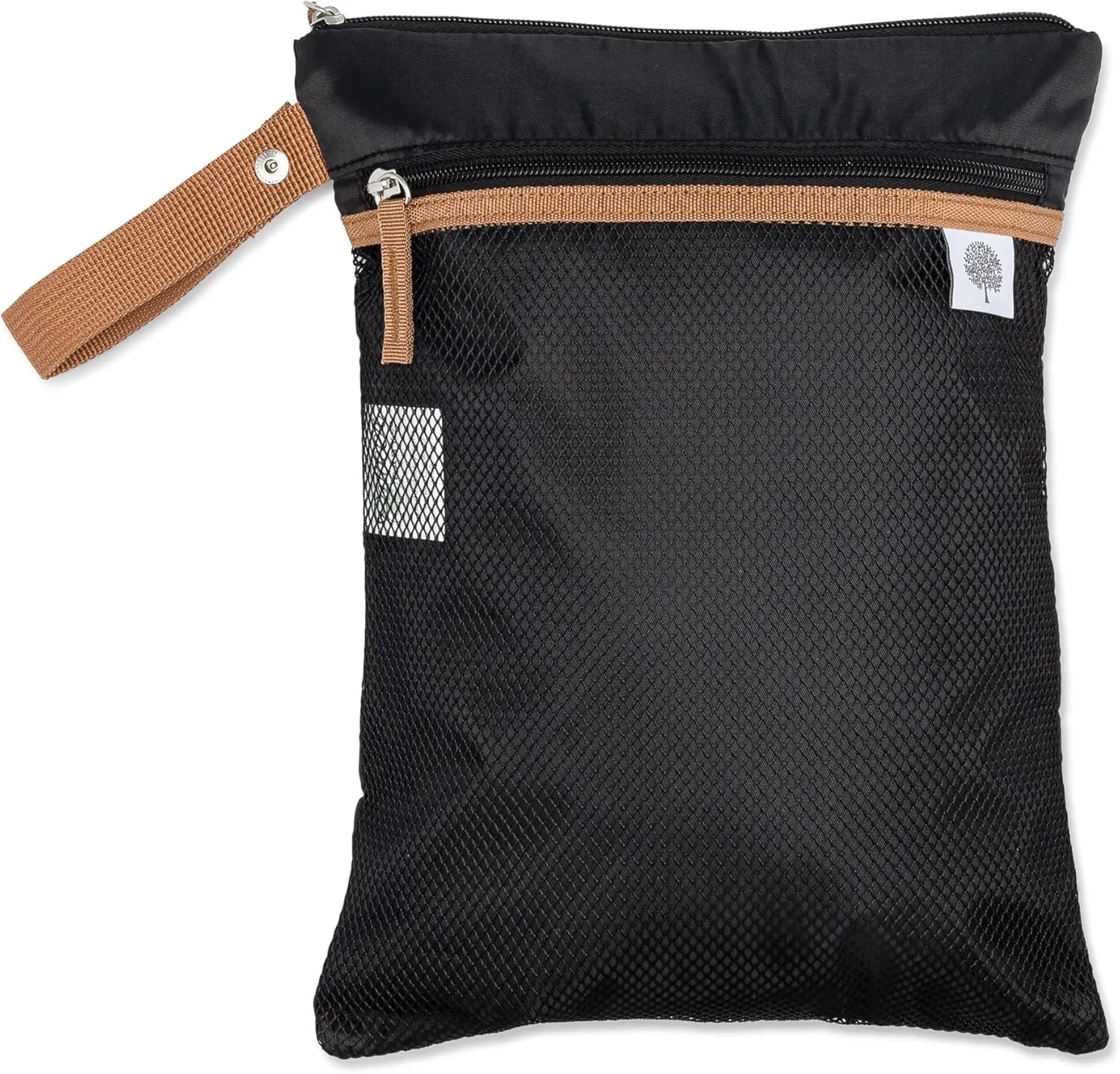 Parker Baby Cloth Diaper Wet Dry Bag - Waterproof Reusable Bag with Mesh Organizer and Zippered Pocket | Stylish, Machine-Washable, Convenient Handle for Diapers, Wet Clothes, Swimsuits - Black