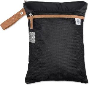 Parker Baby Cloth Diaper Wet Dry Bag - Waterproof Reusable Bag with Mesh Organizer and Zippered Pocket | Stylish, Machine-Washable, Convenient Handle for Diapers, Wet Clothes, Swimsuits - Black