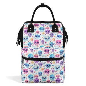 Pastel Skulls Large Capacity Diaper Bag Mummy Backpack Nursing Bag