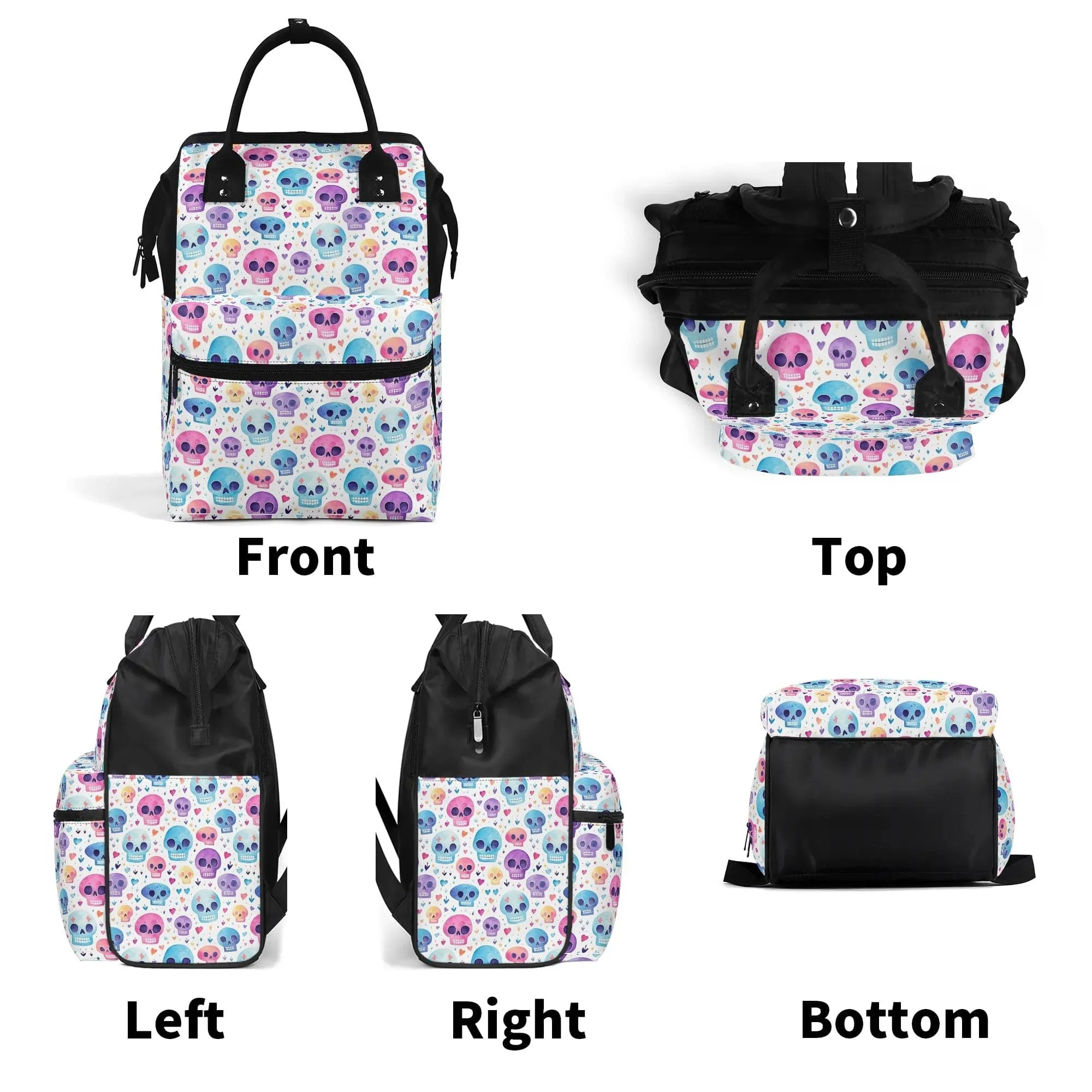 Pastel Skulls Large Capacity Diaper Bag Mummy Backpack Nursing Bag