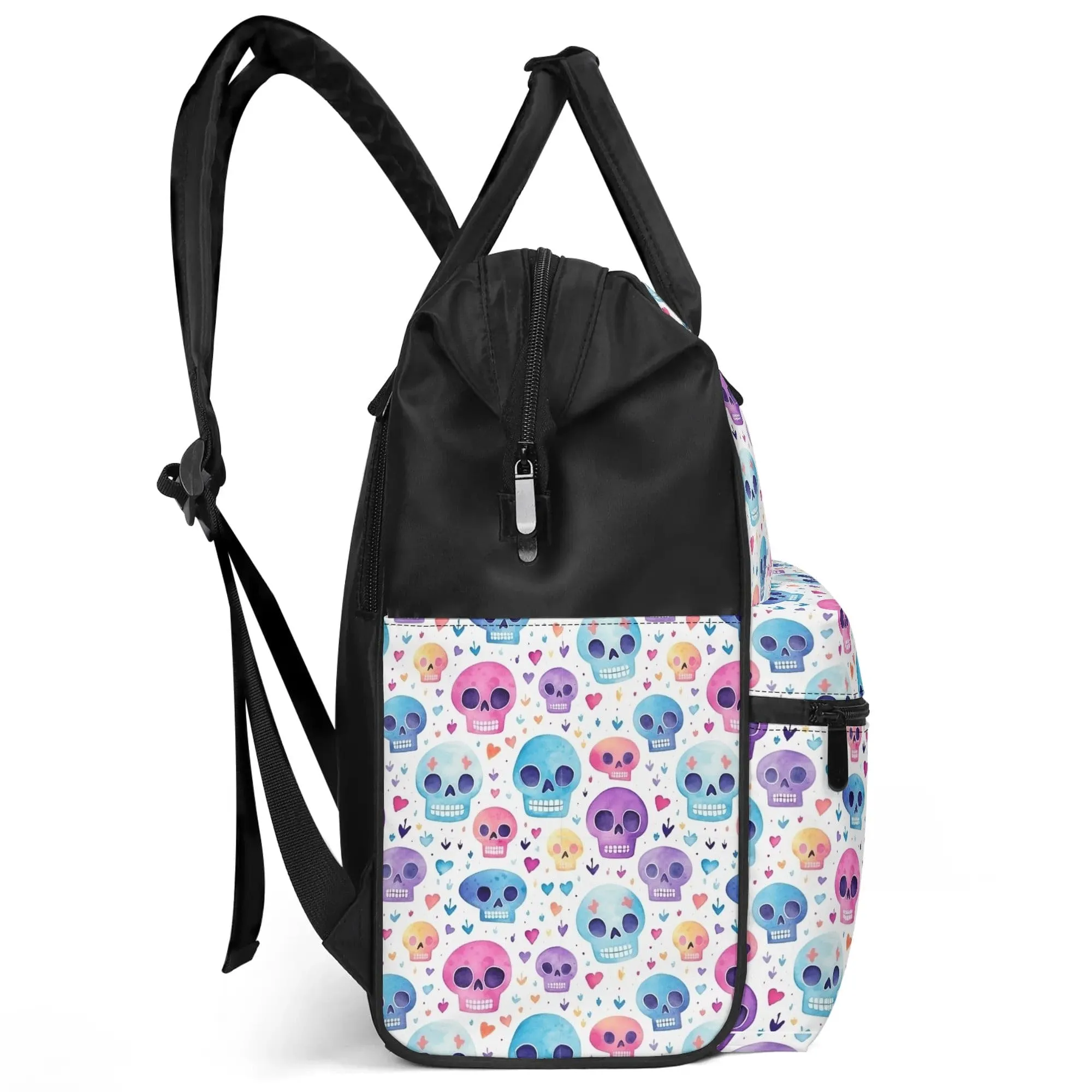 Pastel Skulls Large Capacity Diaper Bag Mummy Backpack Nursing Bag