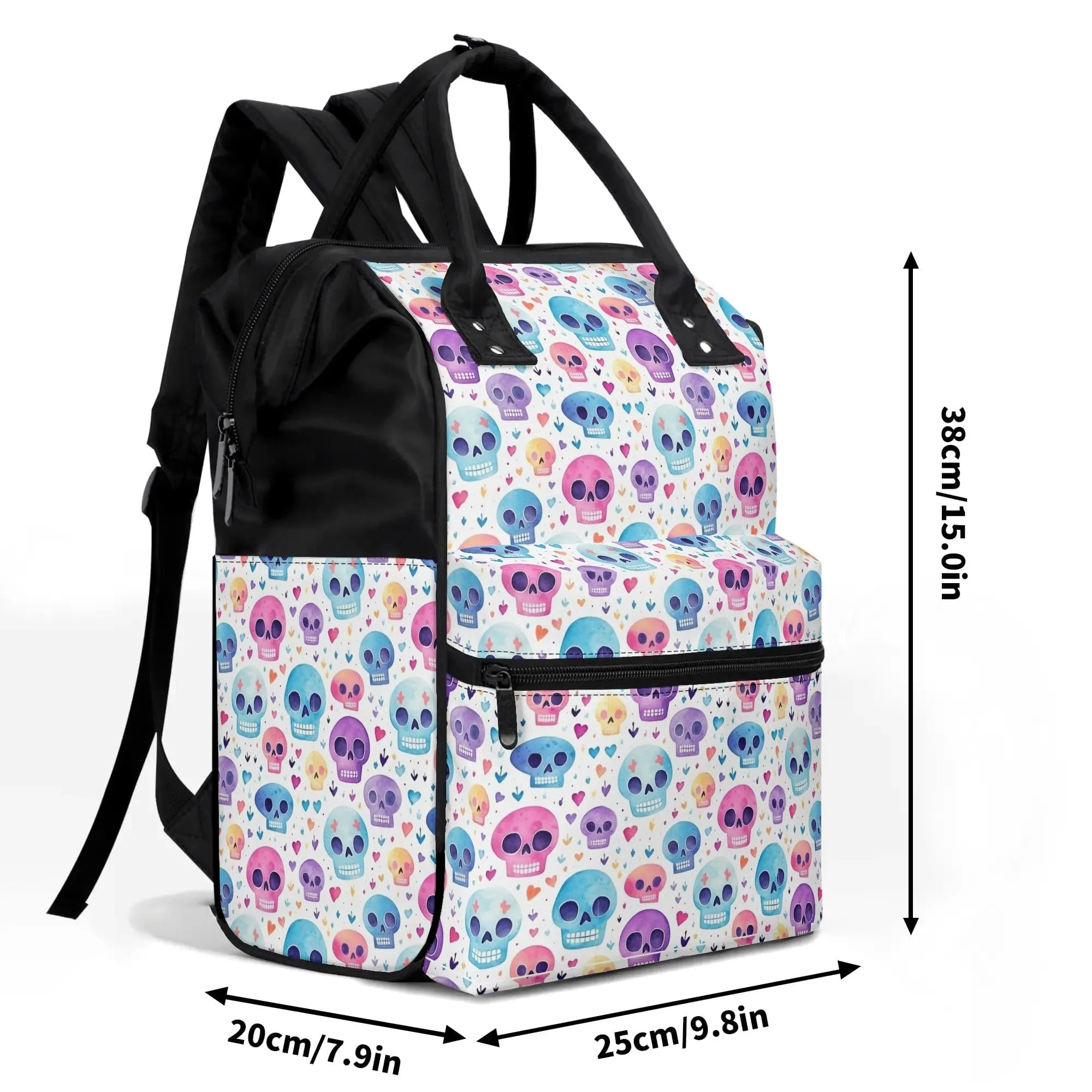 Pastel Skulls Large Capacity Diaper Bag Mummy Backpack Nursing Bag