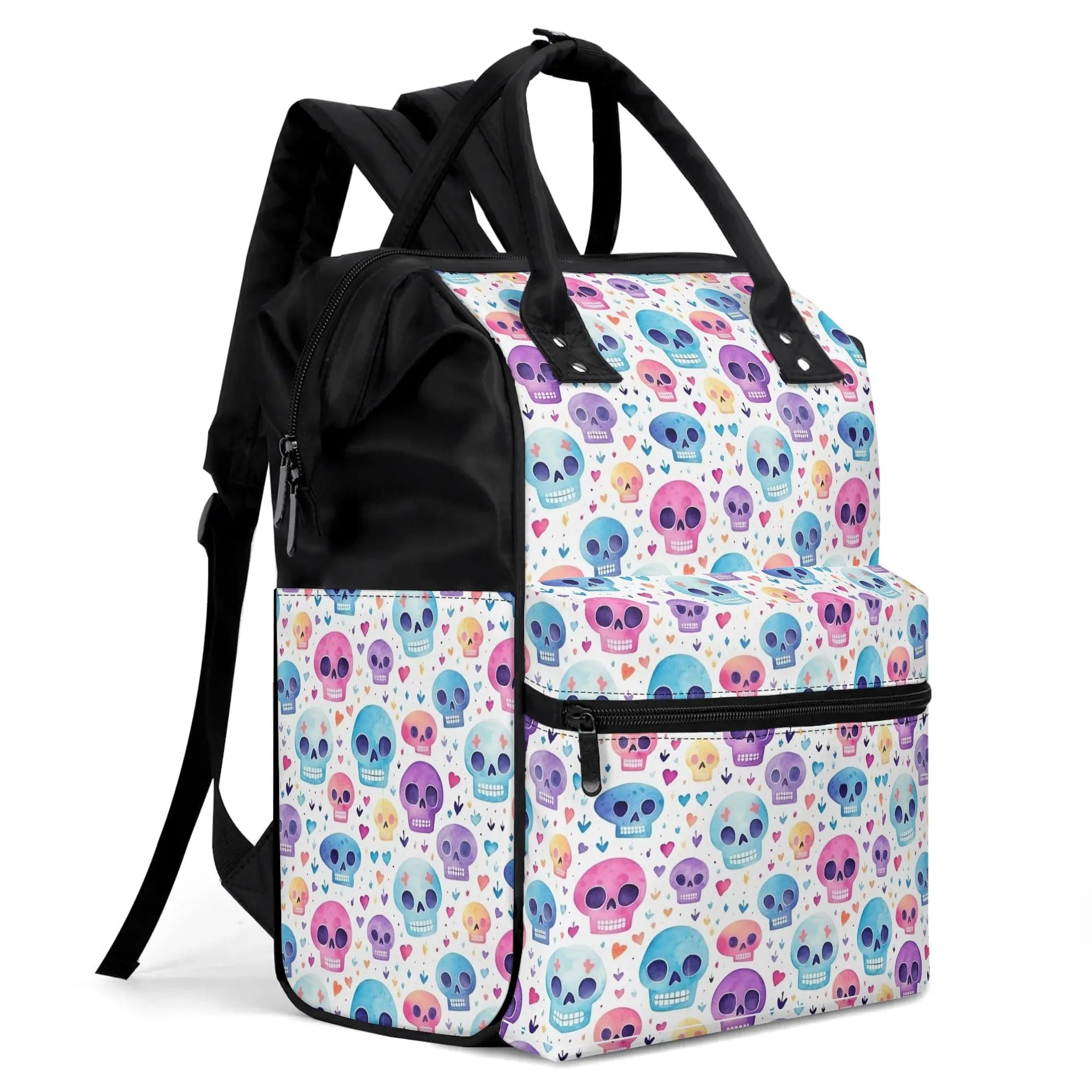 Pastel Skulls Large Capacity Diaper Bag Mummy Backpack Nursing Bag