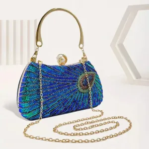 Peacock Beads Bling Clutch