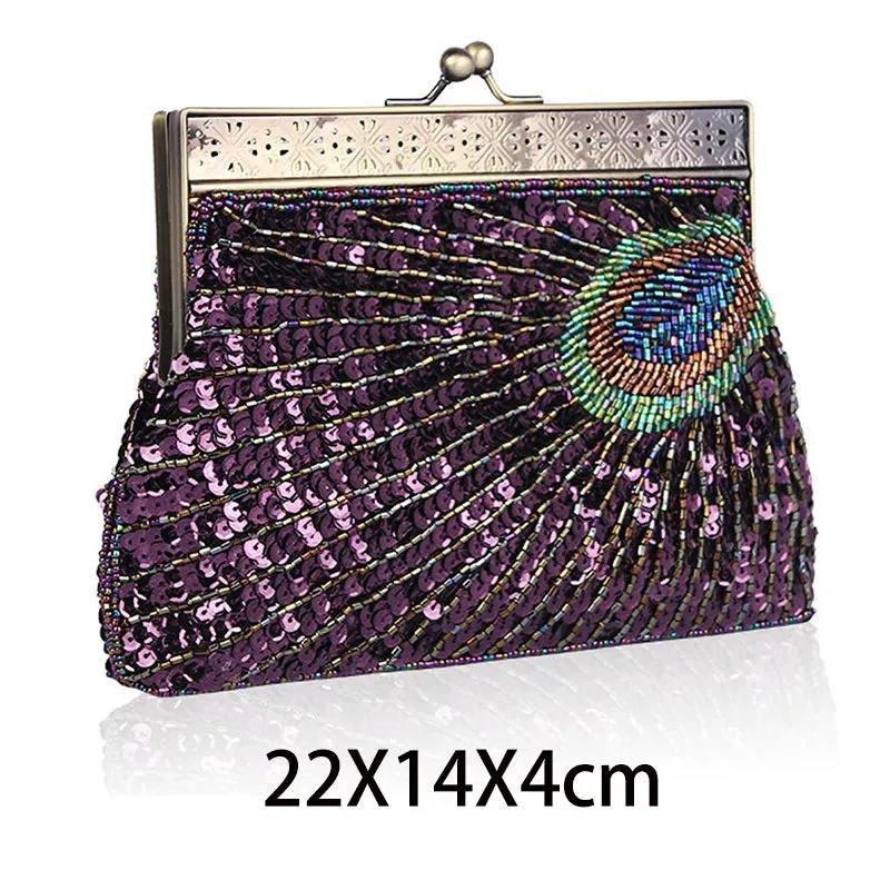 Peacock Beads Bling Clutch