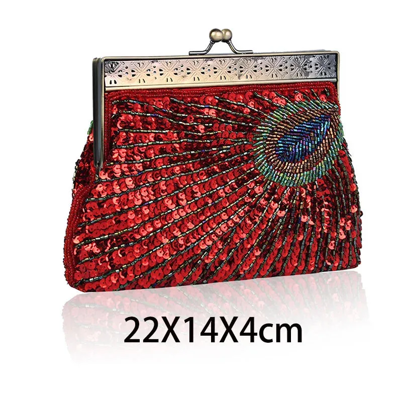 Peacock Beads Bling Clutch