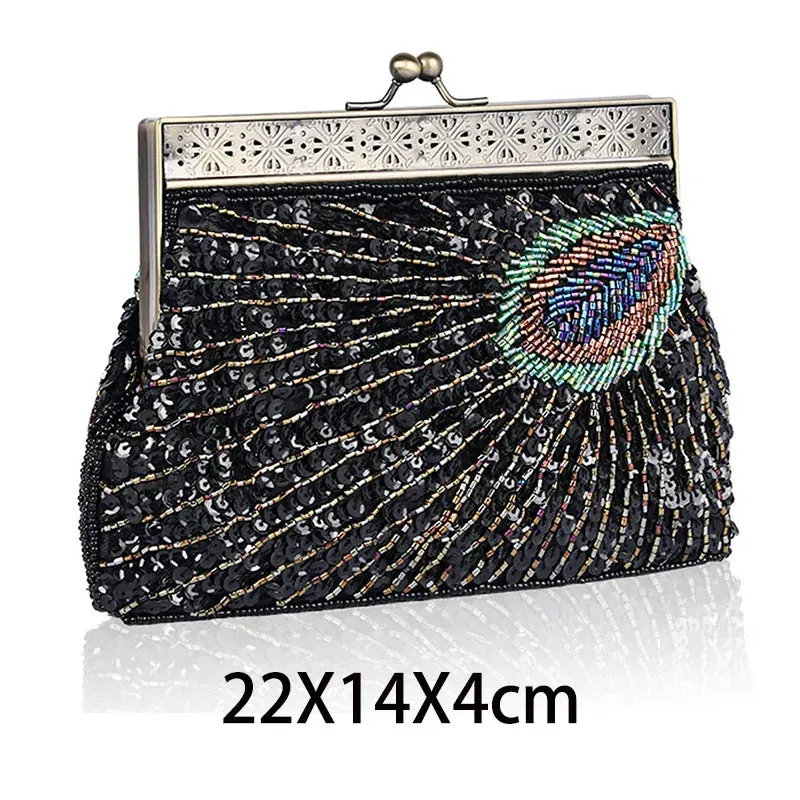 Peacock Beads Bling Clutch