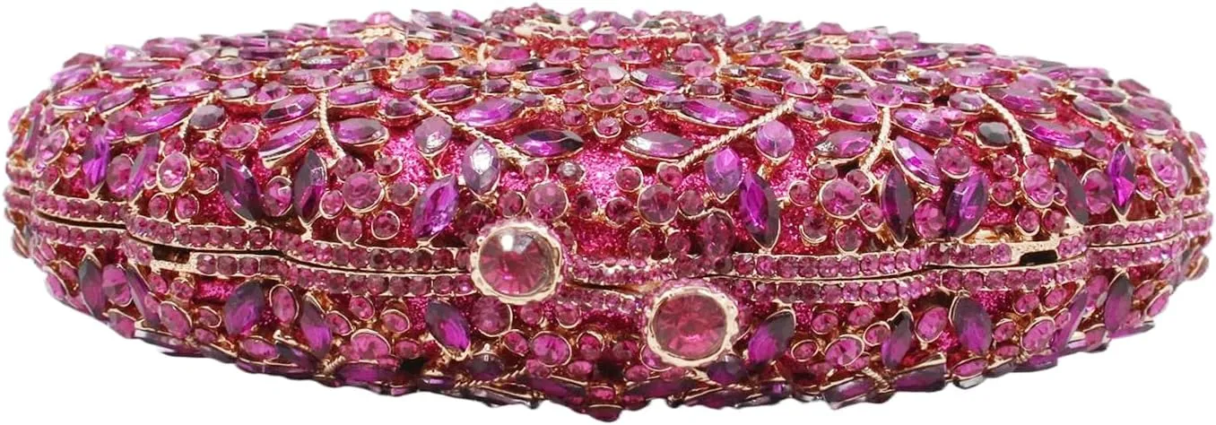 Peacock Crystal Clutch Purses for Women Sparkly Rhinestone Evening Handbags Party Wedding Glitter Purse A-Purple&Silver