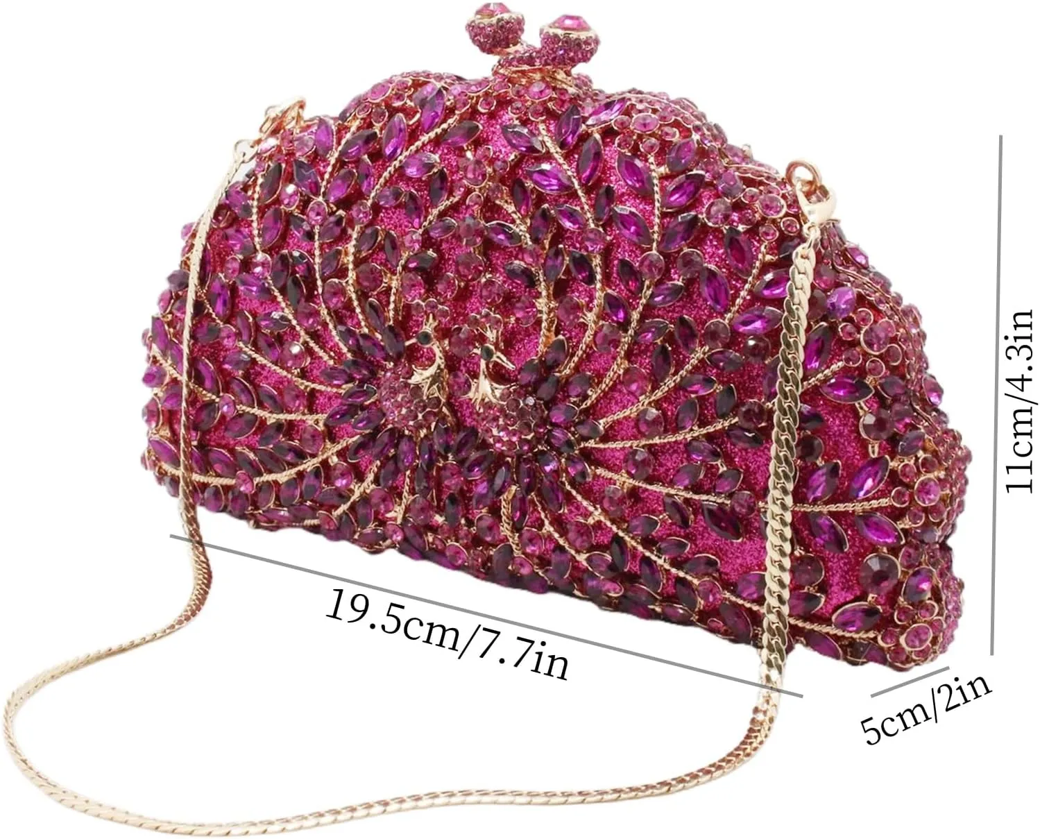 Peacock Crystal Clutch Purses for Women Sparkly Rhinestone Evening Handbags Party Wedding Glitter Purse A-Purple&Silver