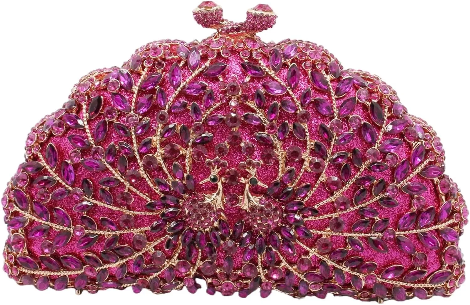 Peacock Crystal Clutch Purses for Women Sparkly Rhinestone Evening Handbags Party Wedding Glitter Purse A-Purple&Silver