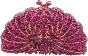 Peacock Crystal Clutch Purses for Women Sparkly Rhinestone Evening Handbags Party Wedding Glitter Purse A-Purple&Silver