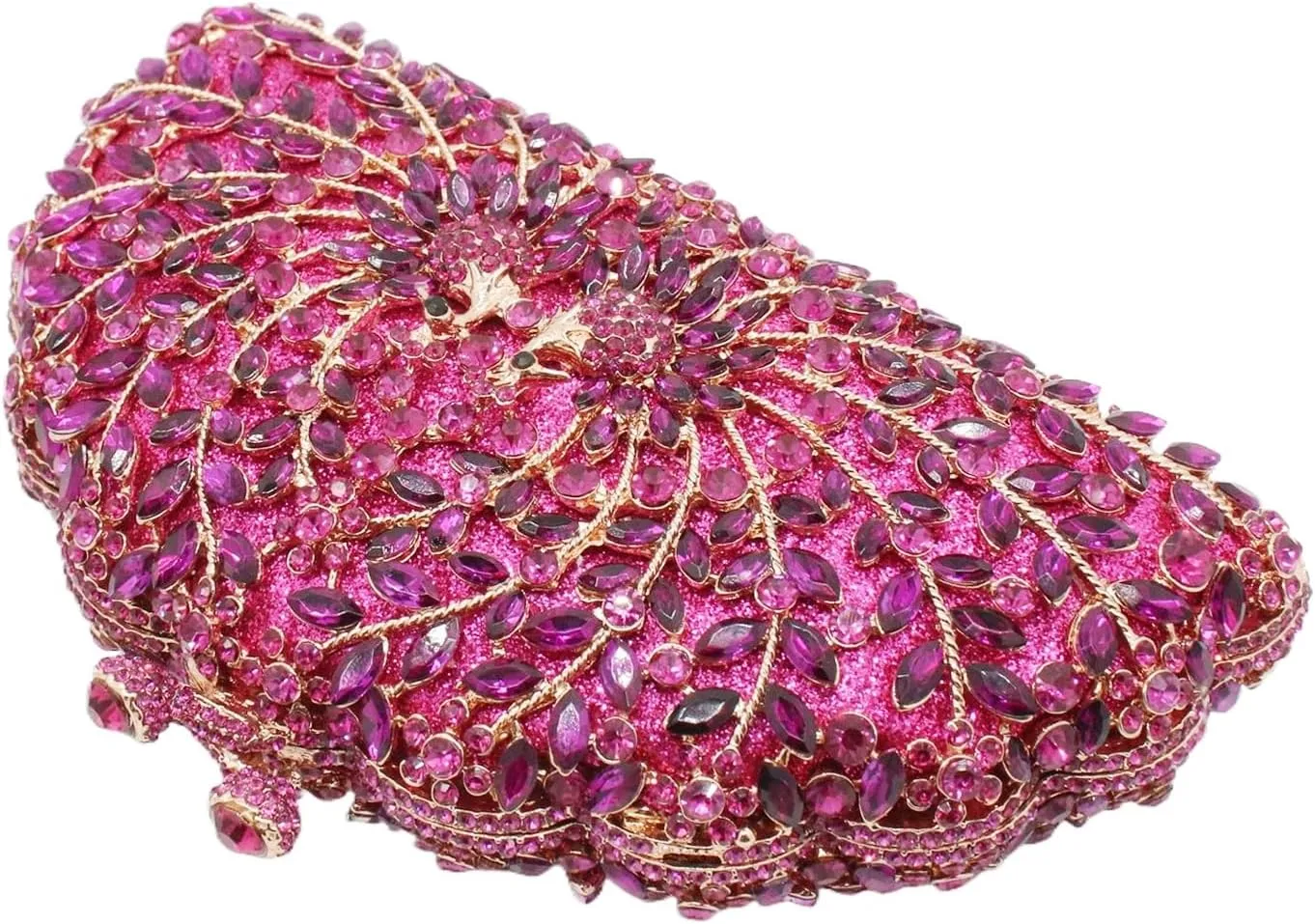Peacock Crystal Clutch Purses for Women Sparkly Rhinestone Evening Handbags Party Wedding Glitter Purse A-Purple&Silver