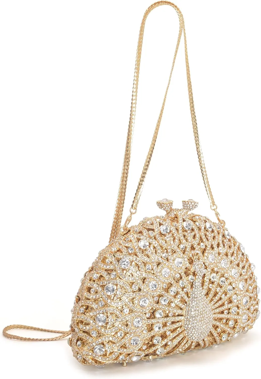 Peacock Luxury Rhinestone Crystal Evening Clutch Bag Sparkly Bride Wedding Party Purses for Women