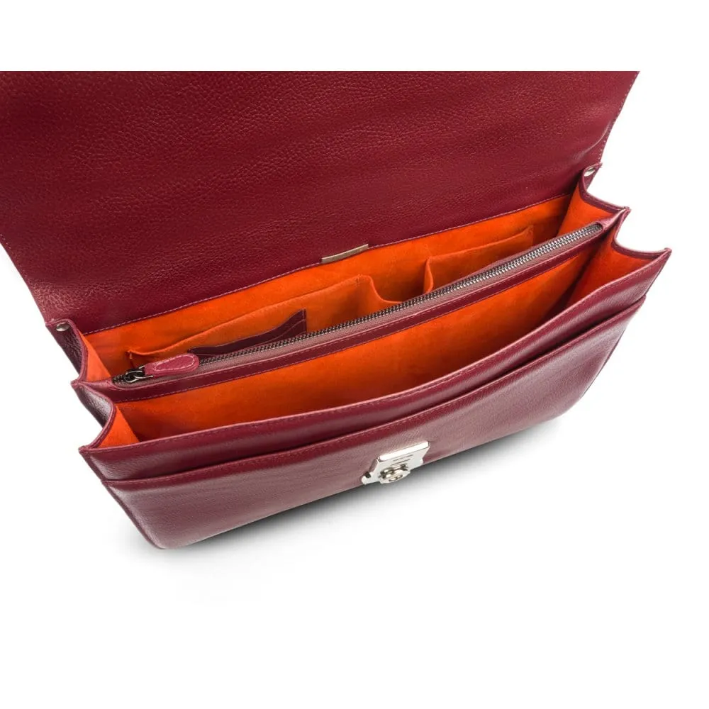 Pebble Grain Harvard Leather Briefcase - Burgundy