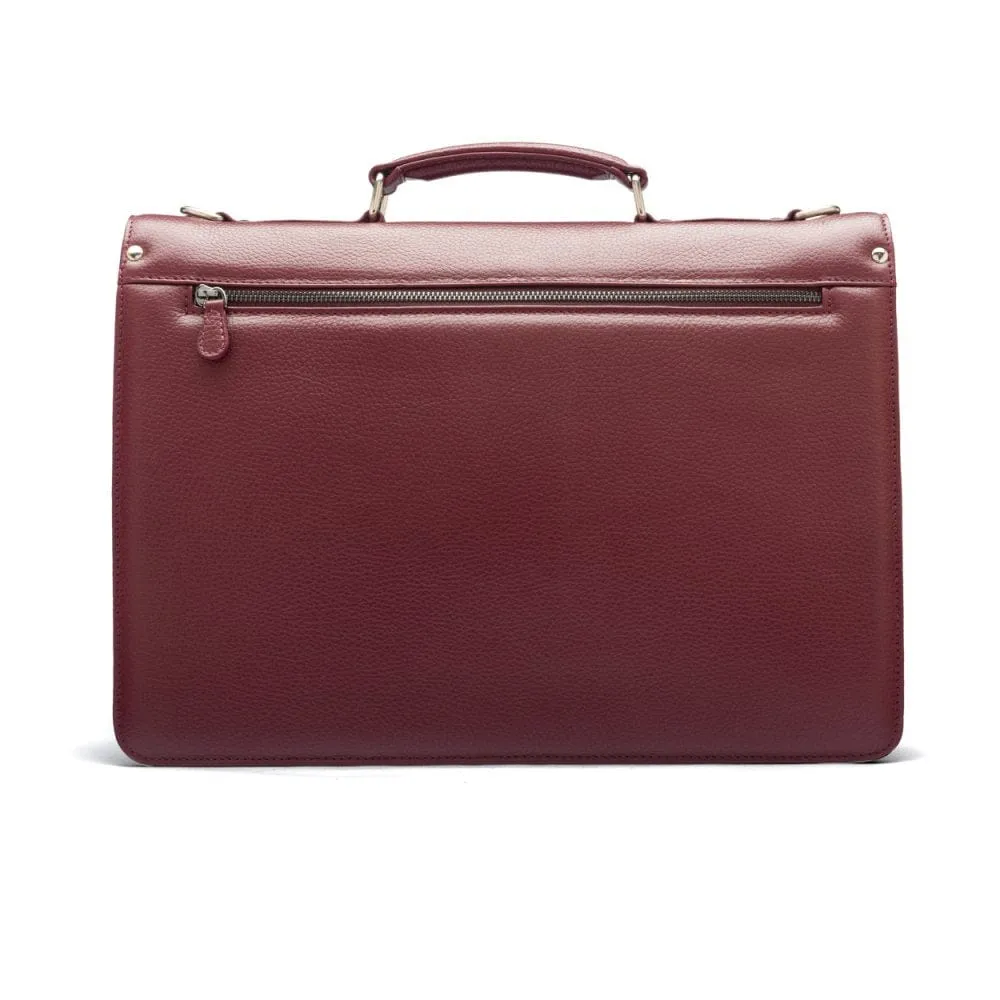 Pebble Grain Harvard Leather Briefcase - Burgundy