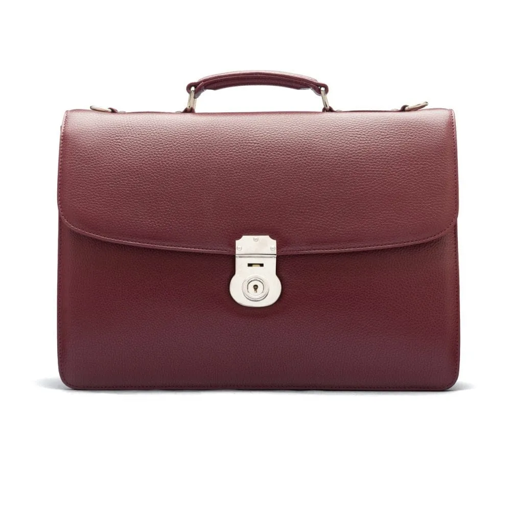 Pebble Grain Harvard Leather Briefcase - Burgundy