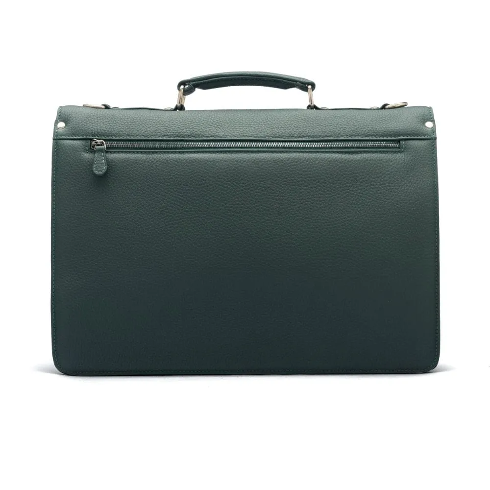 Pebble Grain Harvard Leather Briefcase - Green
