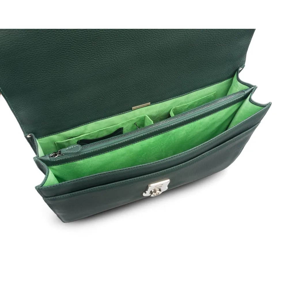 Pebble Grain Harvard Leather Briefcase - Green