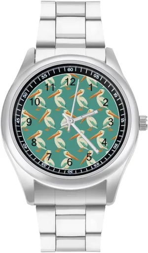 Pelicans Pattern Fashion Classic Wrist Watches for Men Casual Business Dress Watch Unisex
