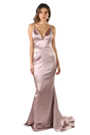 Penelope Satin Gown - Mauve