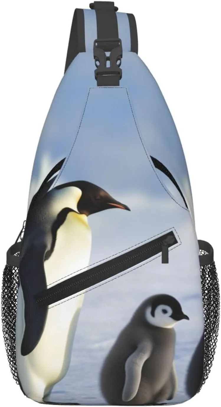 Penguin family Crossbody Bags for Men Women Fashion Sling Backpack Casual Chest Bag Travel Hiking Daypack