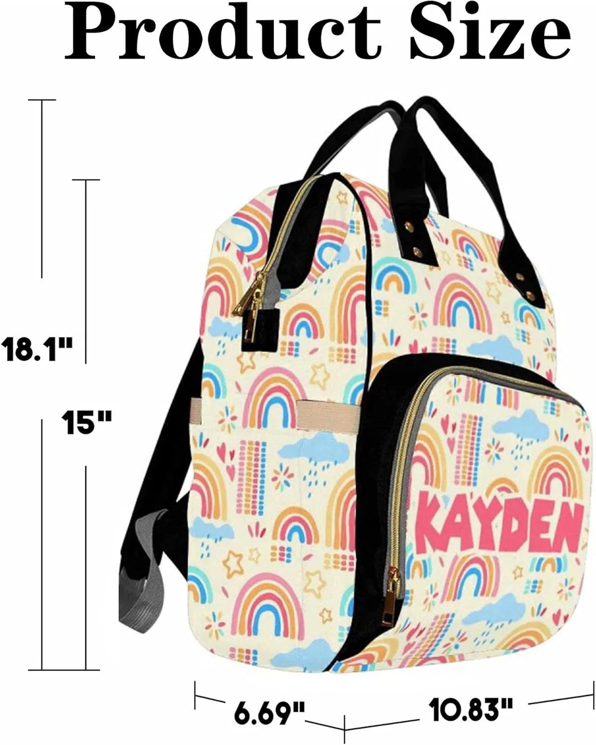 Personalized Diaper Bag Backpack with Name for Baby Girls, Custom Name Baby Bag Nursing Nappy Bag Travel Tote Bag Handbag Shoulder Bag Gifts for Mom Girl, Customized Kids Schoolbag, Baby Shower Gifts