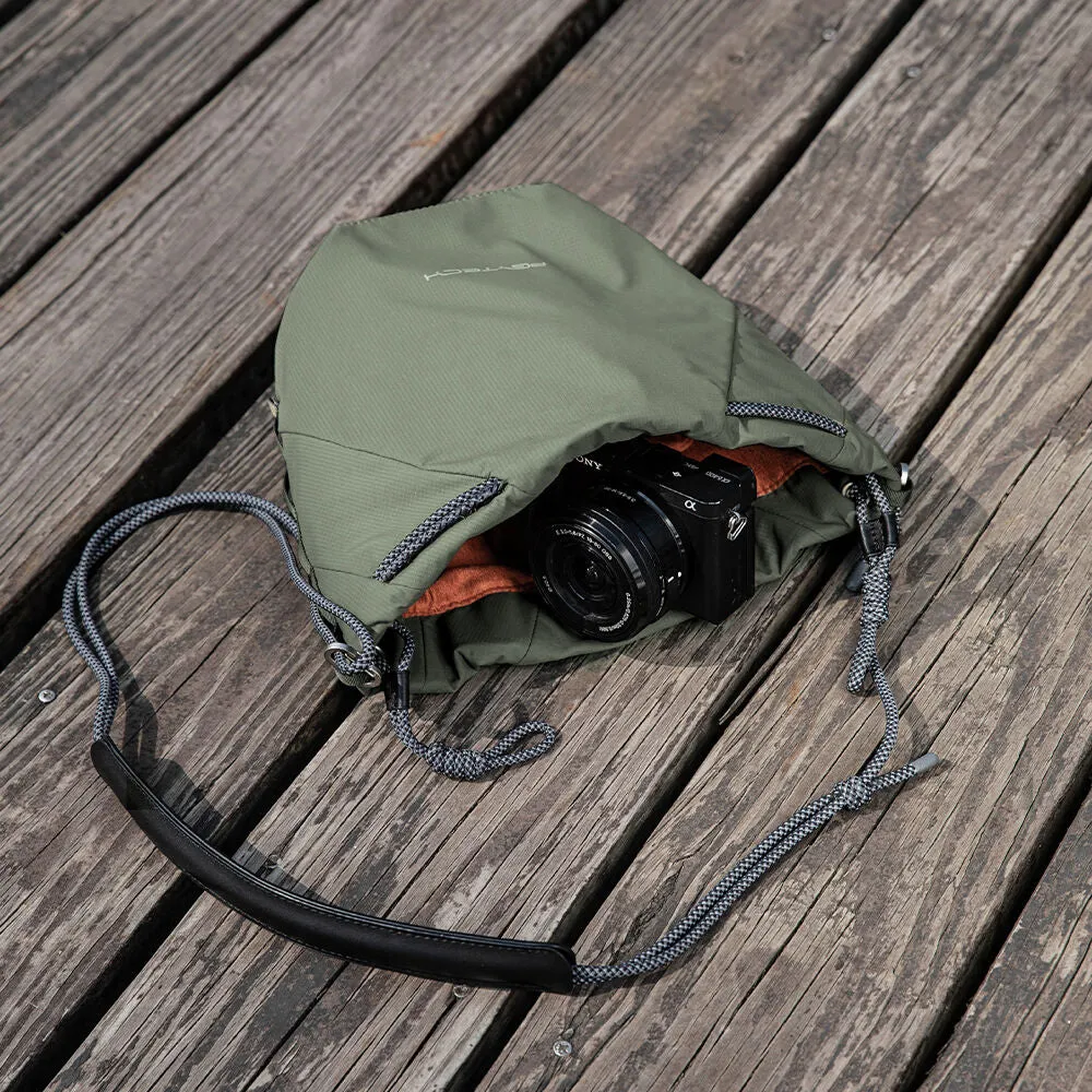 PGYTECH OneGo Drawstring Storage Bag with Detachable Shoulder Strap and Interior Dividers for Cameras, Smartphones, and Accessories