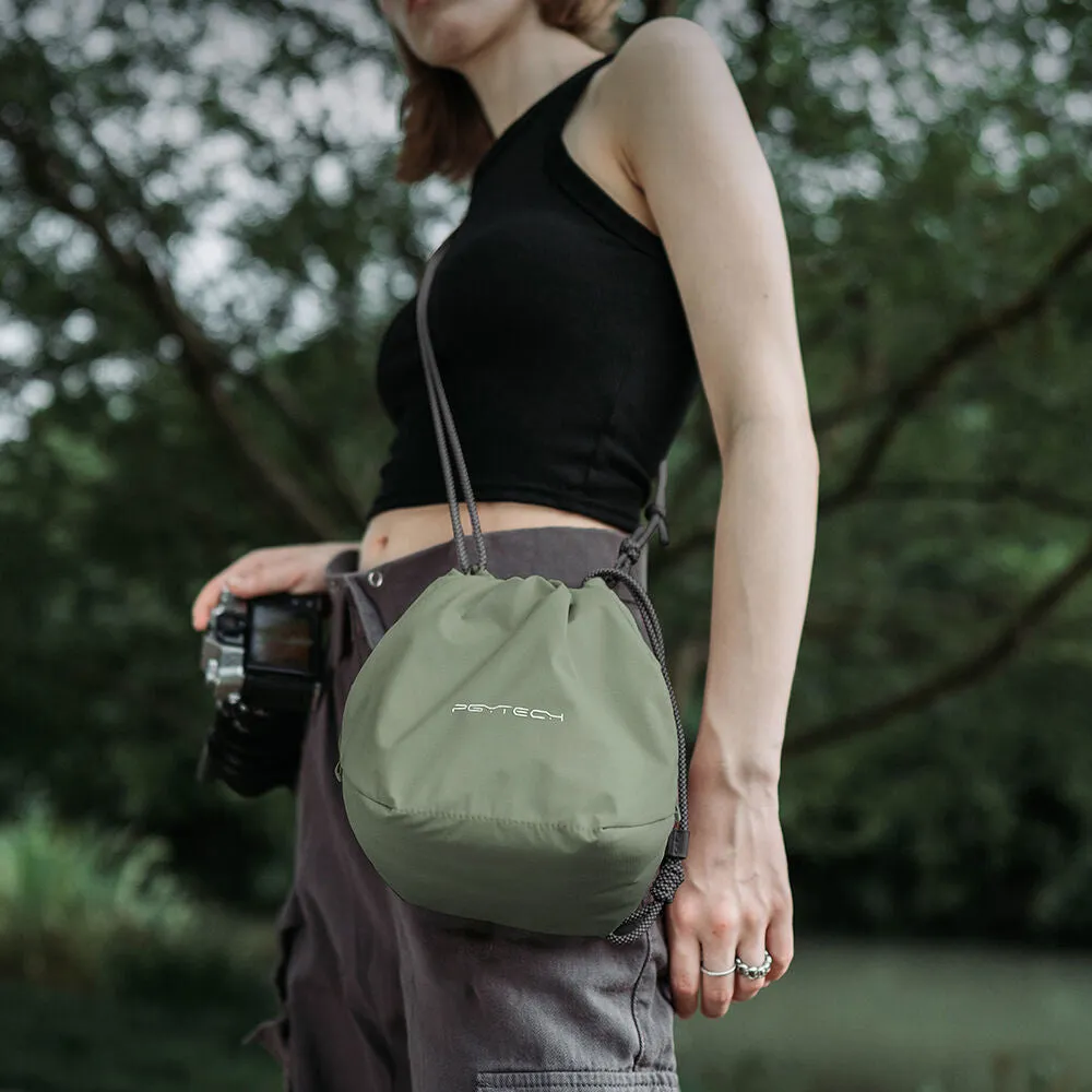 PGYTECH OneGo Drawstring Storage Bag with Detachable Shoulder Strap and Interior Dividers for Cameras, Smartphones, and Accessories