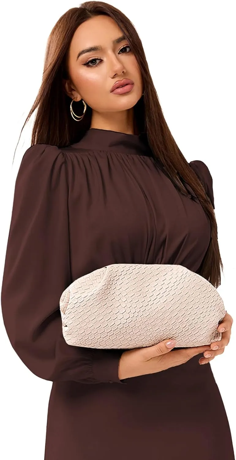 PHILOMENA Women's Vegan Leather Purse Ruched Bag Evening Handbag Dumpling Clutch Purse