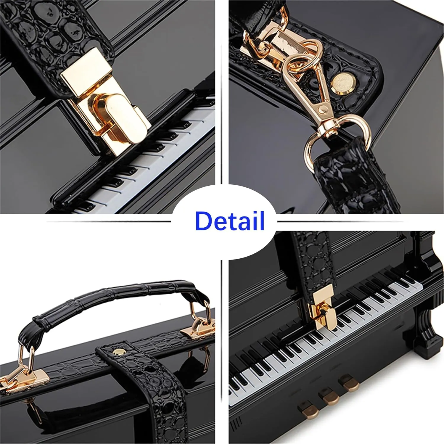 Piano Shaped Purse Handbag Women Crossbody Shoulder Bag Box Shaped Acrylic Evening Top Handle Clutch Bag Novelty Piano Purse